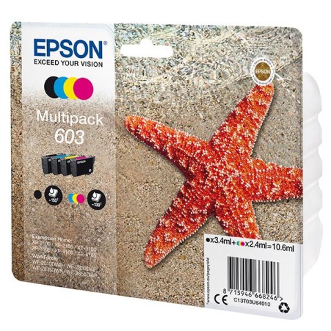 Epson oryginalny ink / tusz C13T03U64010, 603, CMYK, 1x3.4ml + 3x2.4ml Epson oryginalny ink / tusz C13T03U64010, 603, CMYK, 1x3.4ml + 3x2.4ml