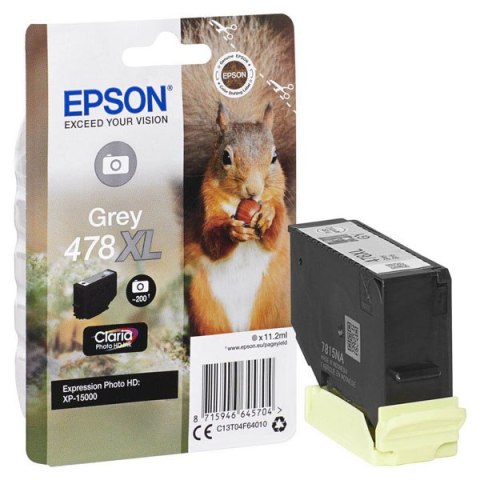Epson oryginalny ink / tusz C13T04F64010, 478XL, grey, 10.2ml Epson oryginalny ink / tusz C13T04F64010, 478XL, grey, 10.2ml