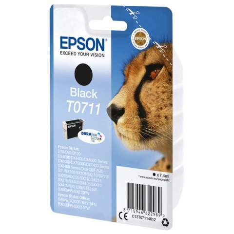 Epson oryginalny ink / tusz C13T07114022, black, blistr z ochroną, 7,4ml