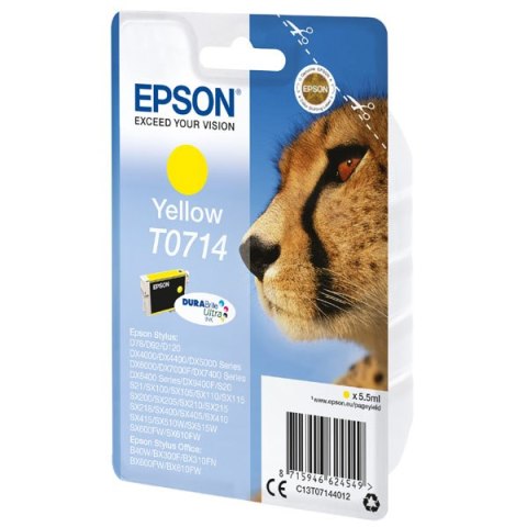 Epson oryginalny ink / tusz C13T07144022, yellow, blistr z ochroną, 5,5ml