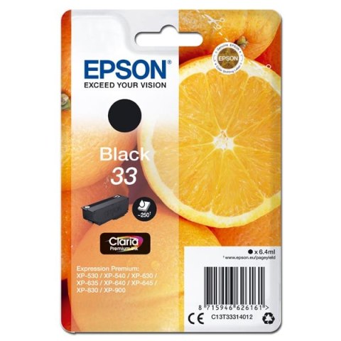 Epson oryginalny ink / tusz C13T33314012, T33, black, 6,4ml