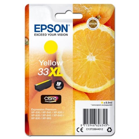 Epson oryginalny ink / tusz C13T33644012, T33XL, yellow, 8,9ml