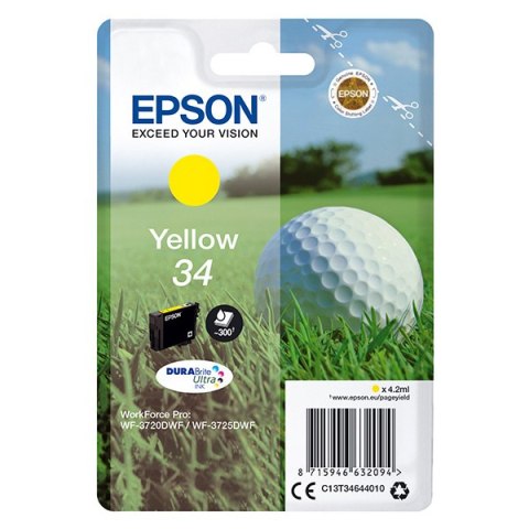 Epson oryginalny ink / tusz C13T34644020, T346440, yellow, z zabezpieczeniem, 4.2ml