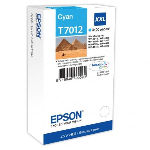 Epson oryginalny ink / tusz C13T70124010, XXL, cyan, 3400s Epson oryginalny ink / tusz C13T70124010, XXL, cyan, 3400s