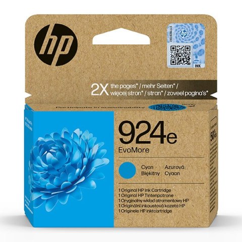 HP oryginalny ink EvoMore 4K0U7NE#CE1, HP 924e, cyan, 800s