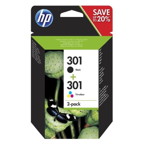 HP oryginalny ink / tusz N9J72AE, HP 301, black/color, 190/165s, 2-pack