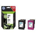 HP oryginalny ink / tusz N9J72AE, HP 301, black/color, 190/165s, 2-pack