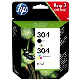 HP oryginalny zestaw tuszy 3JB05AE, HP 304, czarny + kolor, 100color-120Bks