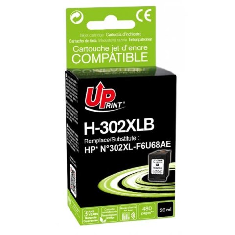 UPrint kompatybilny ink / tusz z F6U68AE, HP 302XL, H-302XLB, black, 600s, 20ml