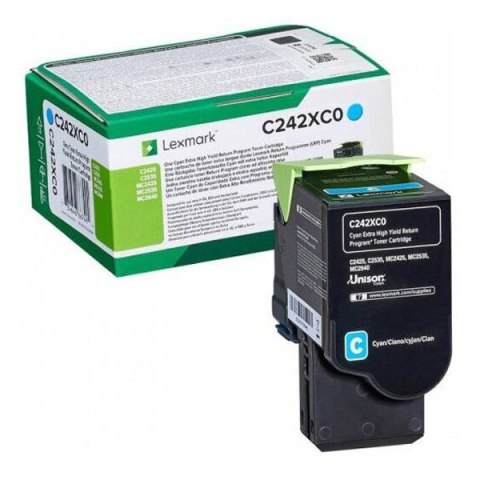 Lexmark oryginalny toner C242XC0, cyan, 3500s, extra duża pojemność, return