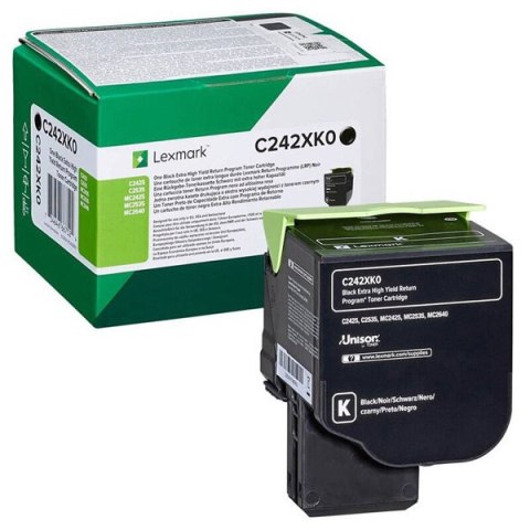 Lexmark oryginalny toner C242XK0, black, 6000s, extra duża pojemność, return