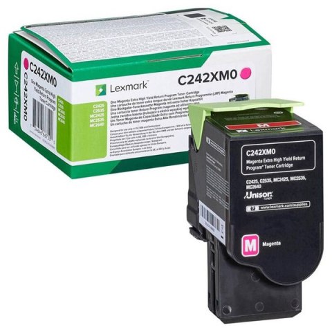 Lexmark oryginalny toner C242XM0, magenta, 3500s, extra duża pojemność, return