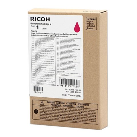 Ricoh oryginalny ink (DTG) typ 100, 257065, magenta, 150s, 35ml