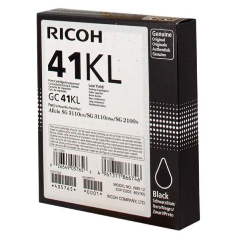 Ricoh oryginalny wkład żelowy 405765, GC41KL, black, 600s Ricoh oryginalny wkład żelowy 405765, GC41KL, black, 600s