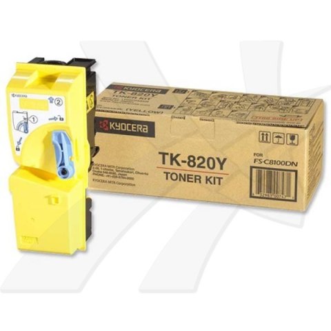 Kyocera oryginalny toner TK820Y, 1T02HPAEU, yellow, 7000s Kyocera oryginalny toner TK820Y, 1T02HPAEU, yellow, 7000s
