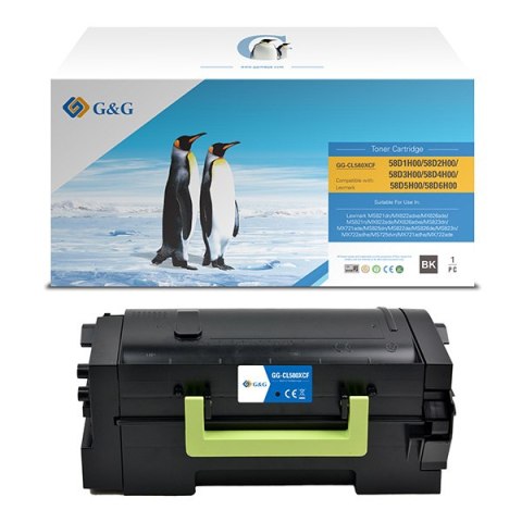 G&G kompatybilny toner z Lexmark 58D2H00, NT-CL580XCF, black, 15000s, high capacity, return