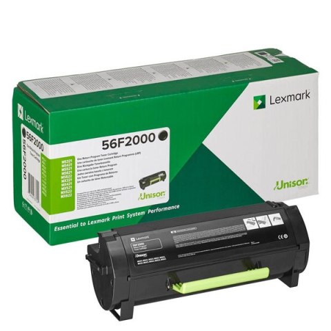 Lexmark oryginalny toner 56F2000, black, 6000s, return