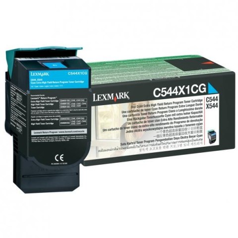 Lexmark oryginalny toner C544X1CG, cyan, 4000s, extra duża pojemność, return