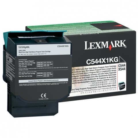 Lexmark oryginalny toner C544X1KG, black, 6000s, extra duża pojemność, return