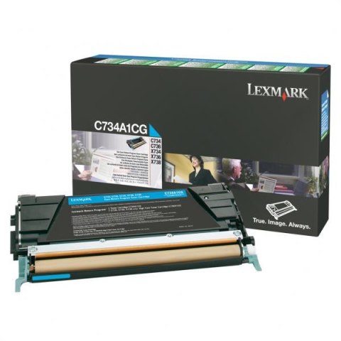 Lexmark oryginalny toner C734A1CG, cyan, 6000s, return