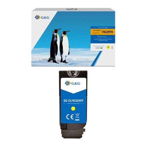 G&G kompatybilny toner z Lexmark 74C2HYE, NT-CL74C1XXFY, yellow, 12000s, high capacity, return