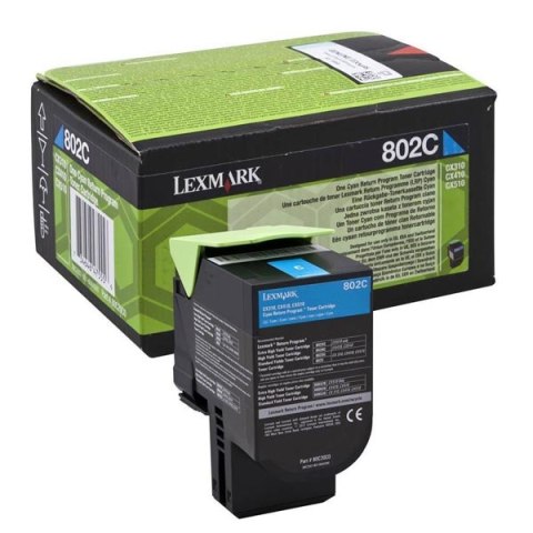 Lexmark oryginalny toner 80C20C0, cyan, 1000s, return