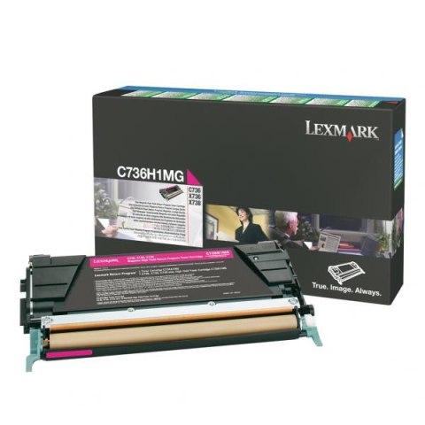 Lexmark oryginalny toner C736H1MG, magenta, 10000s, high capacity, return