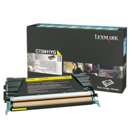 Lexmark oryginalny toner C736H1YG, yellow, 10000s, high capacity, return, EOL