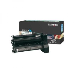 Lexmark oryginalny toner C7700CH, cyan, 10000s, high capacity, return