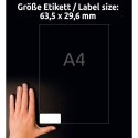 Avery Zweckform etykiety 63.5mm x 29.6mm, A4, białe, 27 etykiety, ostrzegawcza/zabezpieczająca, trwale przylegająca, pakowane po