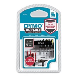 Dymo oryginalny taśma do drukarek etykiet, Dymo, 1978365, w kolorze białym druk/czarny podkład, 3m, 12mm, D1, trwałe winylowe