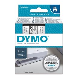 Dymo oryginalny taśma do drukarek etykiet, Dymo, 40910, S0720670, czarny druk/przezroczysta podkład, 7m, 9mm, D1