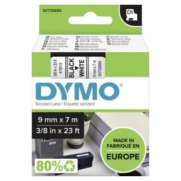 Dymo oryginalny taśma do drukarek etykiet, Dymo, 40913, S0720680, czarny druk/biały podkład, 7m, 9mm, D1