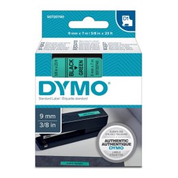 Dymo oryginalny taśma do drukarek etykiet, Dymo, 40919, S0720740, czarny druk/zielony podkład, 7m, 9mm, D1