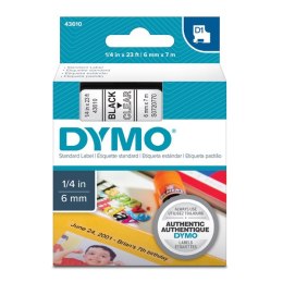 Dymo oryginalny taśma do drukarek etykiet, Dymo, 43610, S0720770, czarny druk/przezroczysty podkład, 7m, 6mm, D1