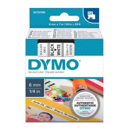 Dymo oryginalny taśma do drukarek etykiet, Dymo, 43613, S0720780, czarny druk/biały podkład, 7m, 6mm, D1