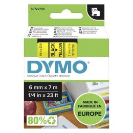 Dymo oryginalny taśma do drukarek etykiet, Dymo, 43618, S0720790, czarny druk/żółty podkład, 7m, 6mm, D1