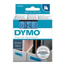 Dymo oryginalny taśma do drukarek etykiet, Dymo, 45016, S0720560, czarny druk/niebieski podkład, 7m, 12mm, D1