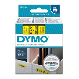 Dymo oryginalny taśma do drukarek etykiet, Dymo, 45018, S0720580, czarny druk/żółty podkład, 7m, 12mm, D1