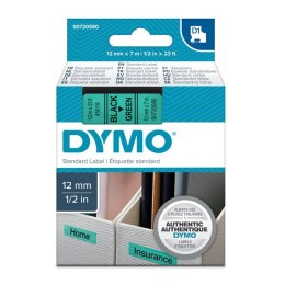 Dymo oryginalny taśma do drukarek etykiet, Dymo, 45019, S0720590, czarny druk/zielony podkład, 7m, 12mm, D1