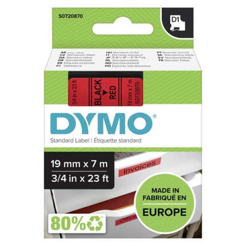 Dymo oryginalny taśma do drukarek etykiet, Dymo, 45807, S0720870, czarny druk/czerwony podkład, 7m, 19mm, D1