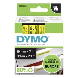 Dymo oryginalny taśma do drukarek etykiet, Dymo, 45808, S0720880, czarny druk/żółty podkład, 7m, 19mm, D1