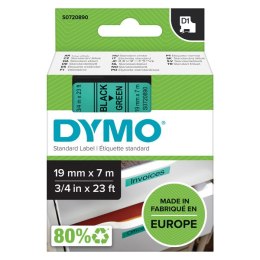 Dymo oryginalny taśma do drukarek etykiet, Dymo, 45809, S0720890, czarny druk/zielony podkład, 7m, 19mm, D1