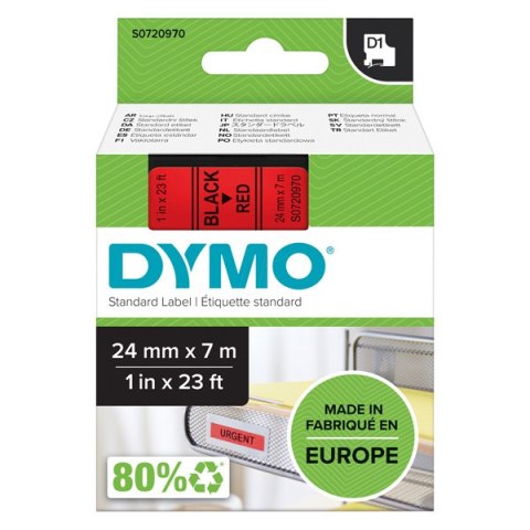 Dymo oryginalny taśma do drukarek etykiet, Dymo, 53717, S0720970, czarny druk/czerwony podkład, 7m, 24mm, D1