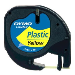 Dymo oryginalny taśma do drukarek etykiet, Dymo, 59423, S0721620, czarny druk/żółty podkład, 4m, 12mm, LetraTag taśma plastikowa