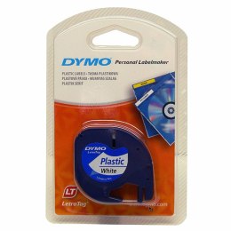 Dymo oryginalny taśma do drukarek etykiet, Dymo, 91221, S0721660, czarny druk/biały podkład, 4m, 12mm, LetraTag taśma plastikowa