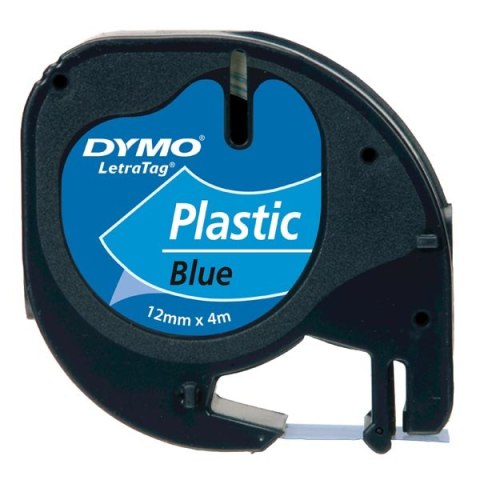 Dymo oryginalny taśma do drukarek etykiet, Dymo, S0721650, czarny druk/niebieski podkład, 4m, 12mm, LetraTag taśma plastikowa