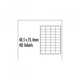 Logo etykiety 48.5mm x 25.4mm, A4, matowe, niebieskie, 40 etykiety, pakowane po 10 szt., do drukarek atramentowych i laserowych