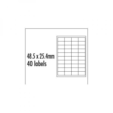 Logo etykiety 48.5mm x 25.4mm, A4, matowe, niebieskie, 40 etykiety, pakowane po 10 szt., do drukarek atramentowych i laserowych