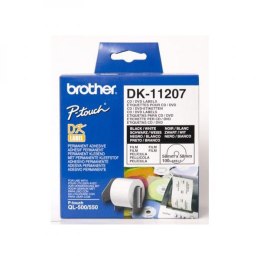 Brother etykiety na CD 58mm, biała, rolka folii, 100 szt., DK11207, do drukarek typu QL